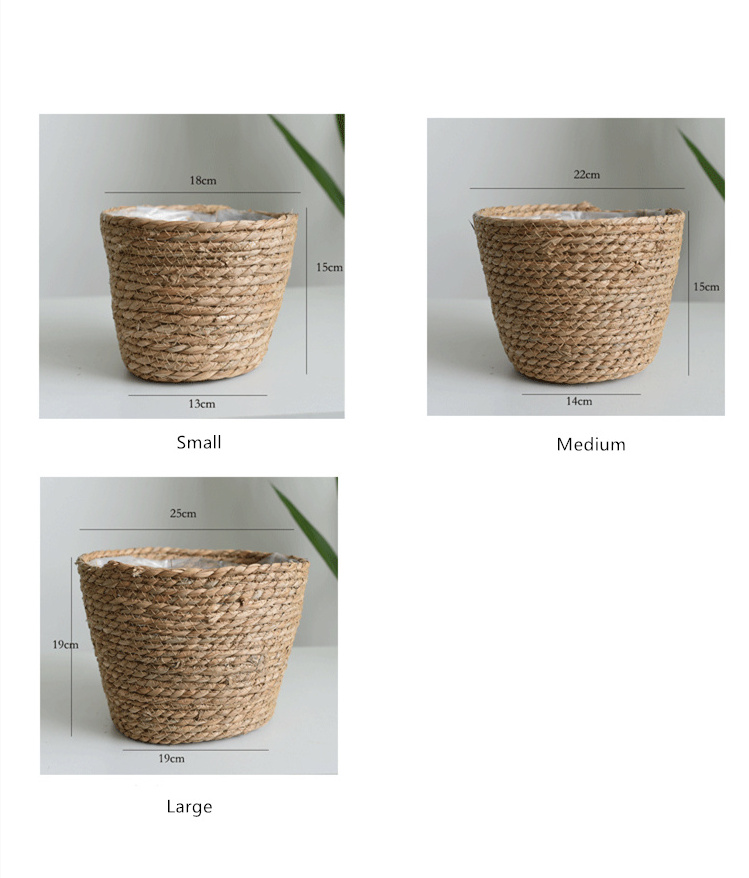 Portable Flower Basket Weaving Seaweed Pots Flower Decorative Desktop Storage Box Storage Basket