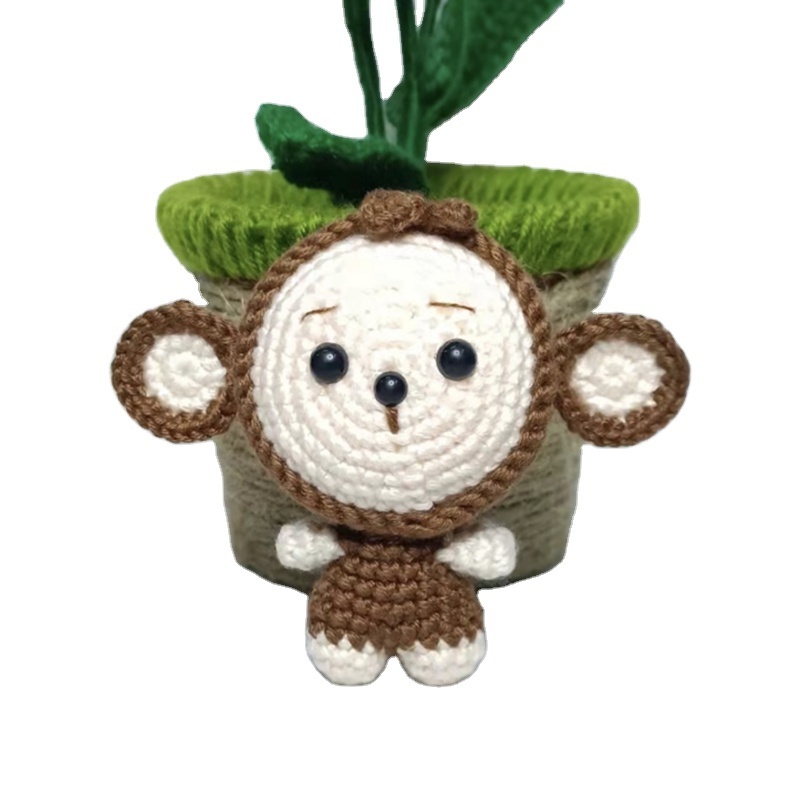 Chinese Zodiac handmade crochet bag's pendant cartoon character animal keychain knit Amigurumi  girl doll stuffed toy