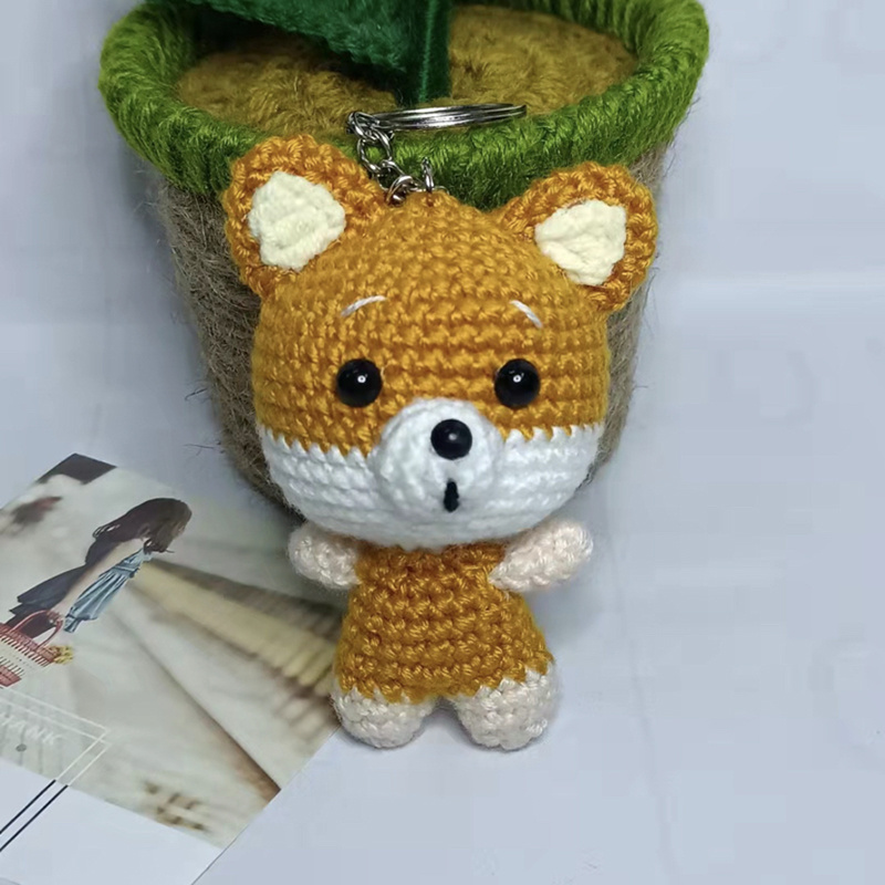 Chinese Zodiac handmade crochet bag's pendant cartoon character animal keychain knit Amigurumi  girl doll stuffed toy