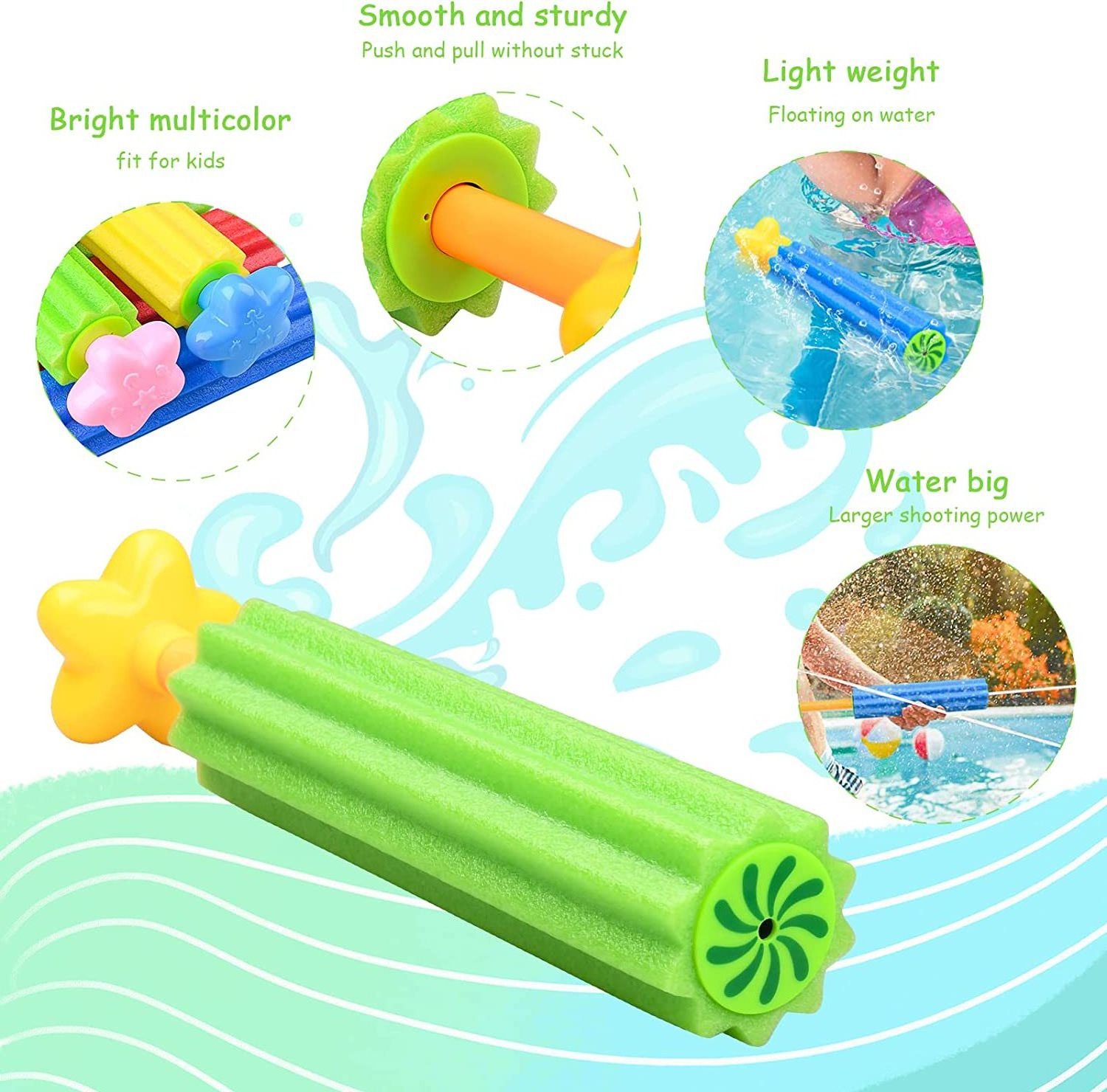 Foam Water Gun Kids Summer Water Cannon Plum Blossom Shape Eva Pearl Cotton Foam Water Gun Toys