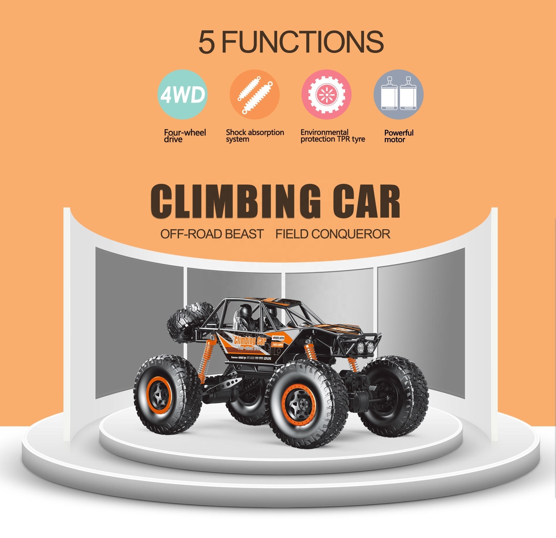 Jumbo TPR Tire 1:10 1:14 Big Climbing 2.4G Rc Car 4WD Off Road Suspension Remote Control Racing Truck For Kids