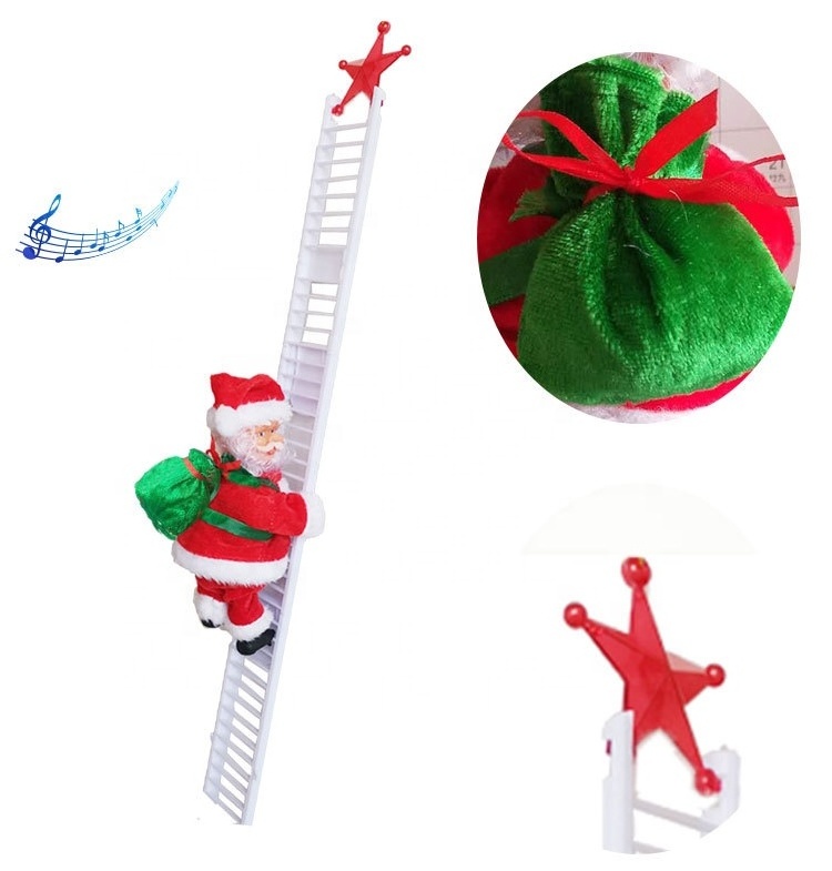 Xmas Decoration Music Doll Climb Bead Kids Gift Children Electric Christmas Toys Climbing Ladder Santa Claus