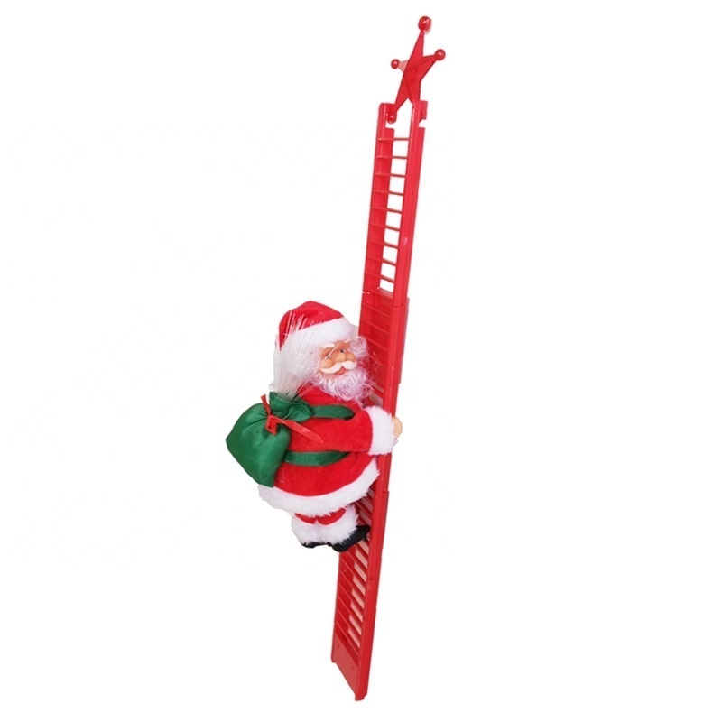 Xmas Decoration Music Doll Climb Bead Kids Gift Children Electric Christmas Toys Climbing Ladder Santa Claus