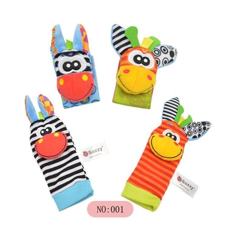 Jollybaby cute stuffed animals baby infant rattle wrist socks toys 3 to 12 months girl boy baby foot finders and wrist rattle to