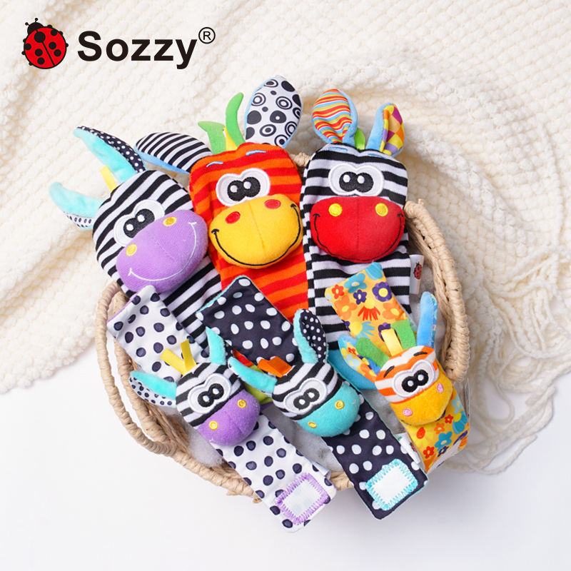 Jollybaby cute stuffed animals baby infant rattle wrist socks toys 3 to 12 months girl boy baby foot finders and wrist rattle to