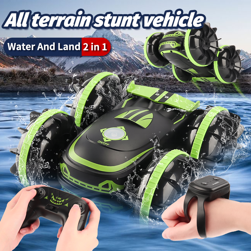 Amphibious Remote Control Car Boat for Kids 2.4Ghz RC Car Waterproof RC Monster Truck Stunt Car with Rotate 360 All Terrain