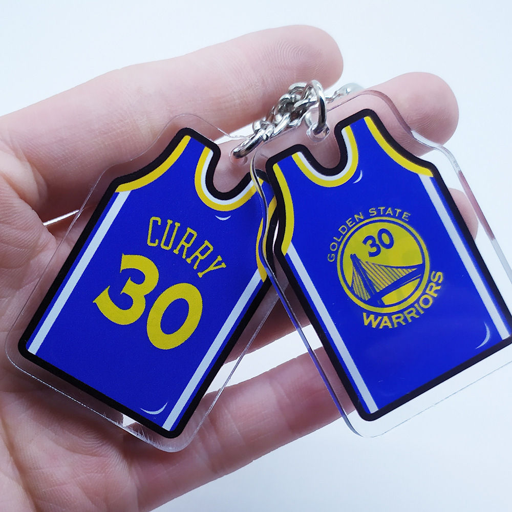 Boxin  Personalized double-sided transparent acrylic keychain  NBA Basketball star jersey key chain for Kobe James key tag