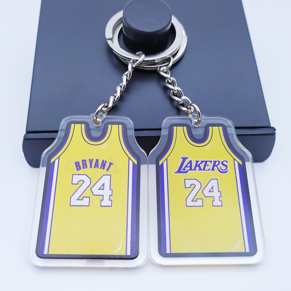 Boxin  Personalized double-sided transparent acrylic keychain  NBA Basketball star jersey key chain for Kobe James key tag