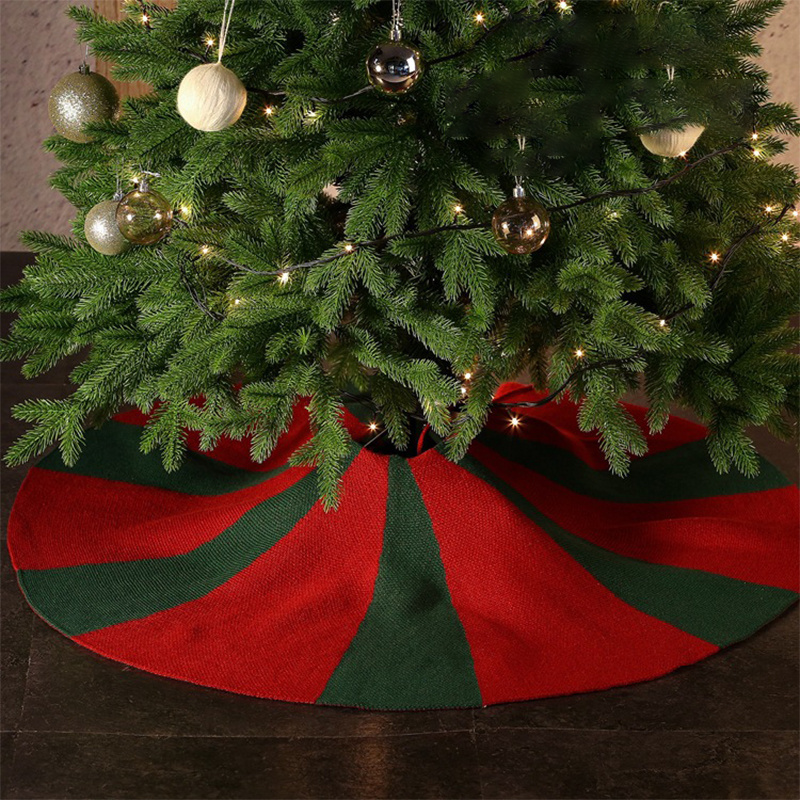 Double Sided Knit 48 Inch Large Umbrella Shape Knitted Compatible Green Christmas Tree Skirt