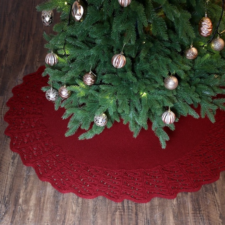 Creative Christmas Bottom Apron Knitted deep red Xmas Collar Stitch 48