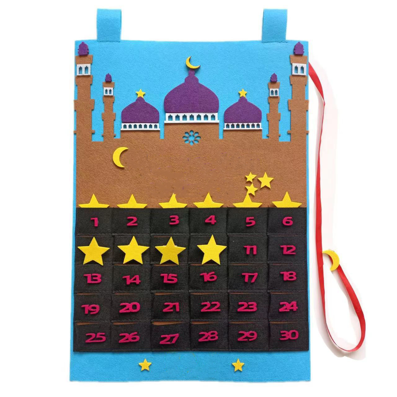 Wholesale EID Mubarak Felt fabric pendant calendar countdown calendar children's gift pendant stock