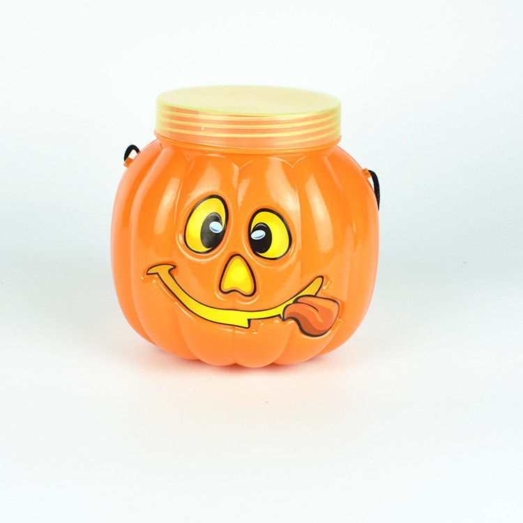 Halloween Trick or Treat Bucket Portable Lantern Children's Candy Jar with Lid Cartoon Halloween Bucket Pumpkin