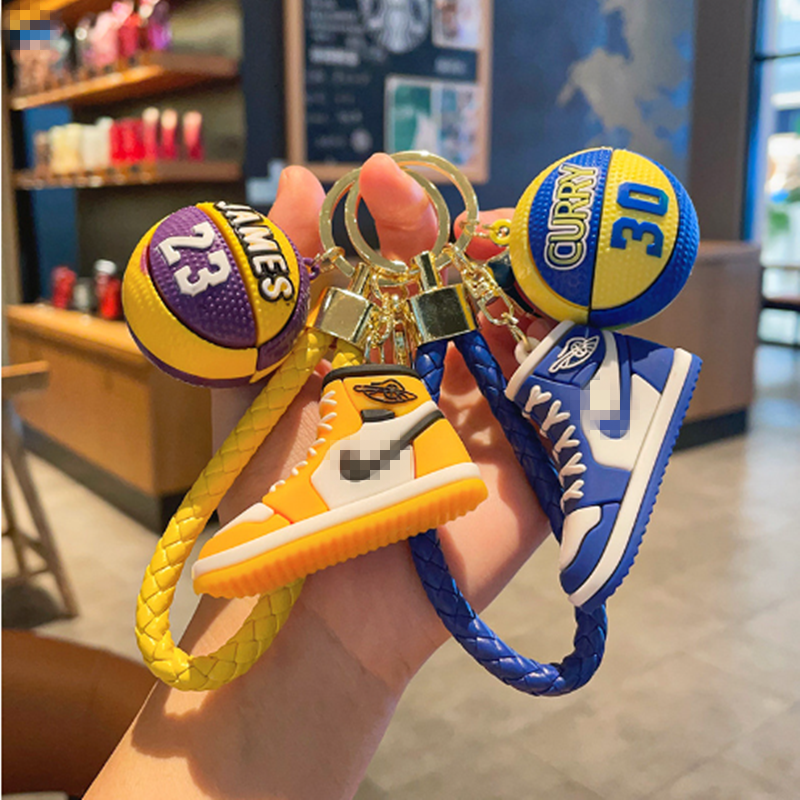 New Wholesale 3D PVC Basketball Shoe Mini Keychain Soft Car Keychain Model Rubber Keychain Plastic Key Chains