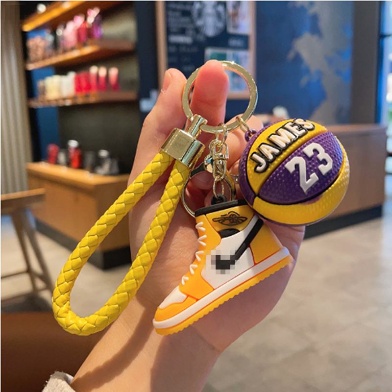 New Wholesale 3D PVC Basketball Shoe Mini Keychain Soft Car Keychain Model Rubber Keychain Plastic Key Chains