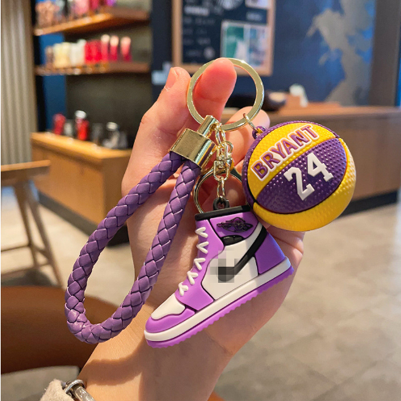 New Wholesale 3D PVC Basketball Shoe Mini Keychain Soft Car Keychain Model Rubber Keychain Plastic Key Chains