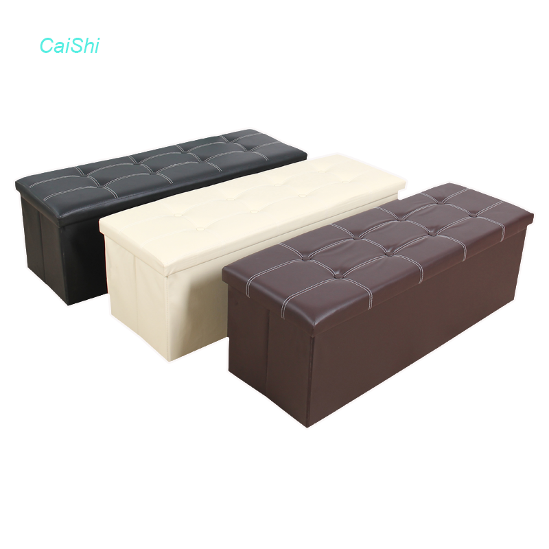 Modern Style Living Room Furniture  PVC Leather  Folding  Storage Ottoman Stool Bench