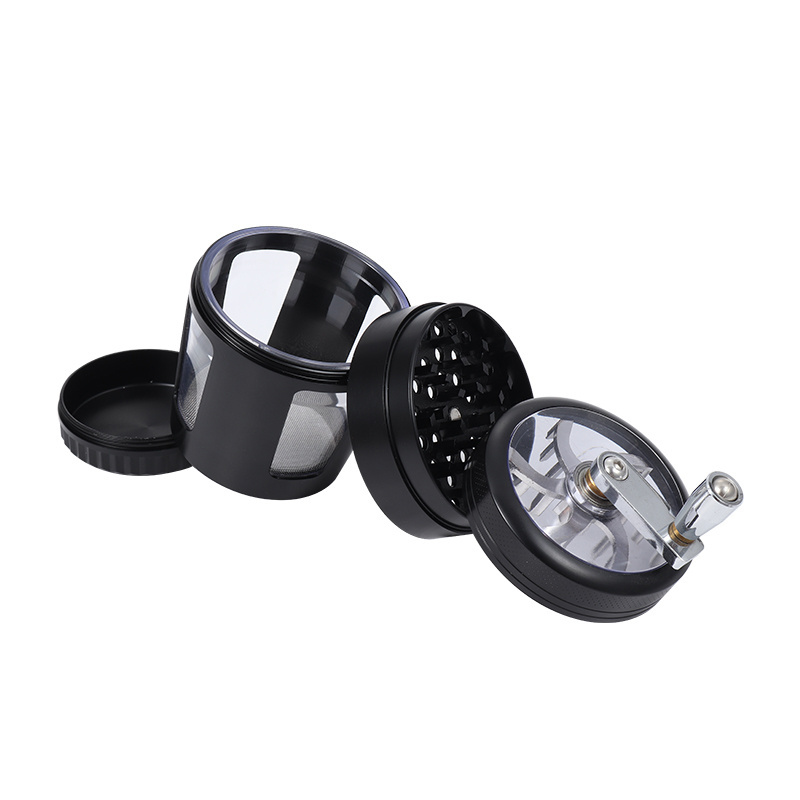 High Quality Commercial Zinc Alloy Manual Stainless Steel Her Grinder Durable Usage Hand Crank Herb Grinder