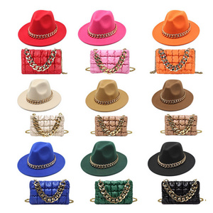 unisex wholesale felt pink mexico western felt hat women wholesale 2023 fedora hat and bag sets