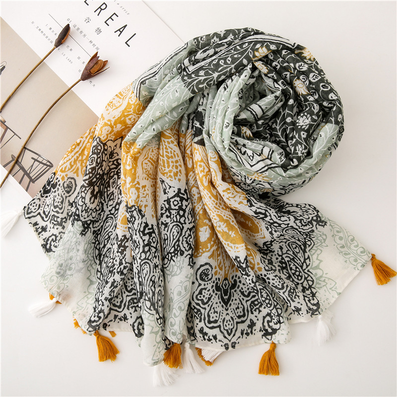 fashion cotton viscose shawl winter scarf women