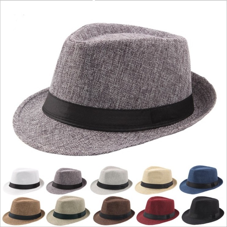 Wholesale bulk straw fedora hats summer straw hat plaid fedora hat