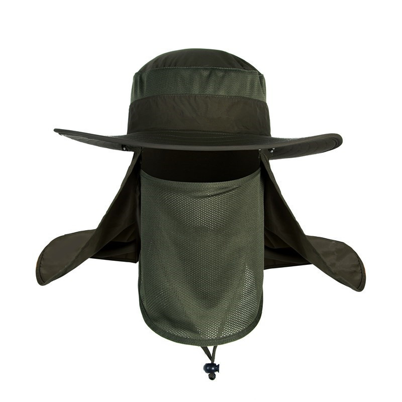 Foldable Sun Protection breathable waterproof hiking safari fishing bucket hat with removable face and neck cover