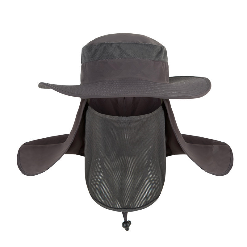 Foldable Sun Protection breathable waterproof hiking safari fishing bucket hat with removable face and neck cover