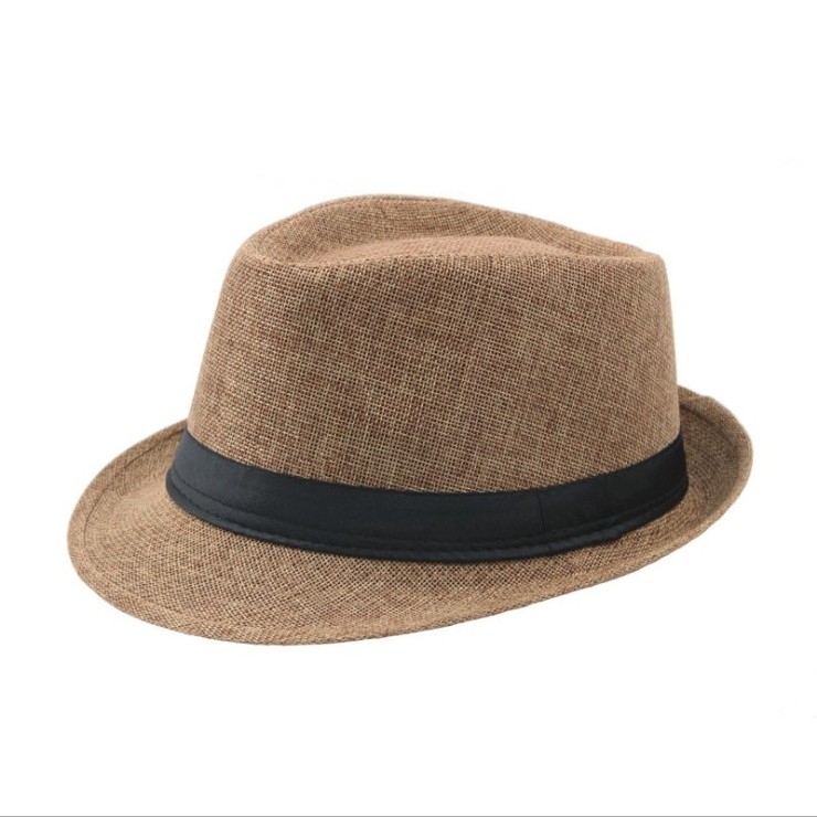 Wholesale bulk straw fedora hats summer straw hat plaid fedora hat