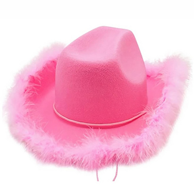 New Western Style Cowgirl Hats For Women Girl Rolled Fedora Hat Party Feather Edge Pink Cowboy cowgirl Hats