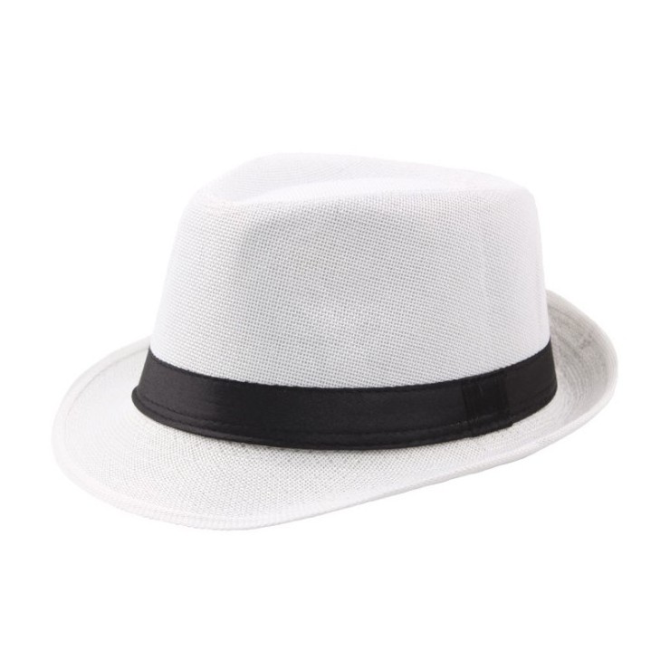 Wholesale bulk straw fedora hats summer straw hat plaid fedora hat