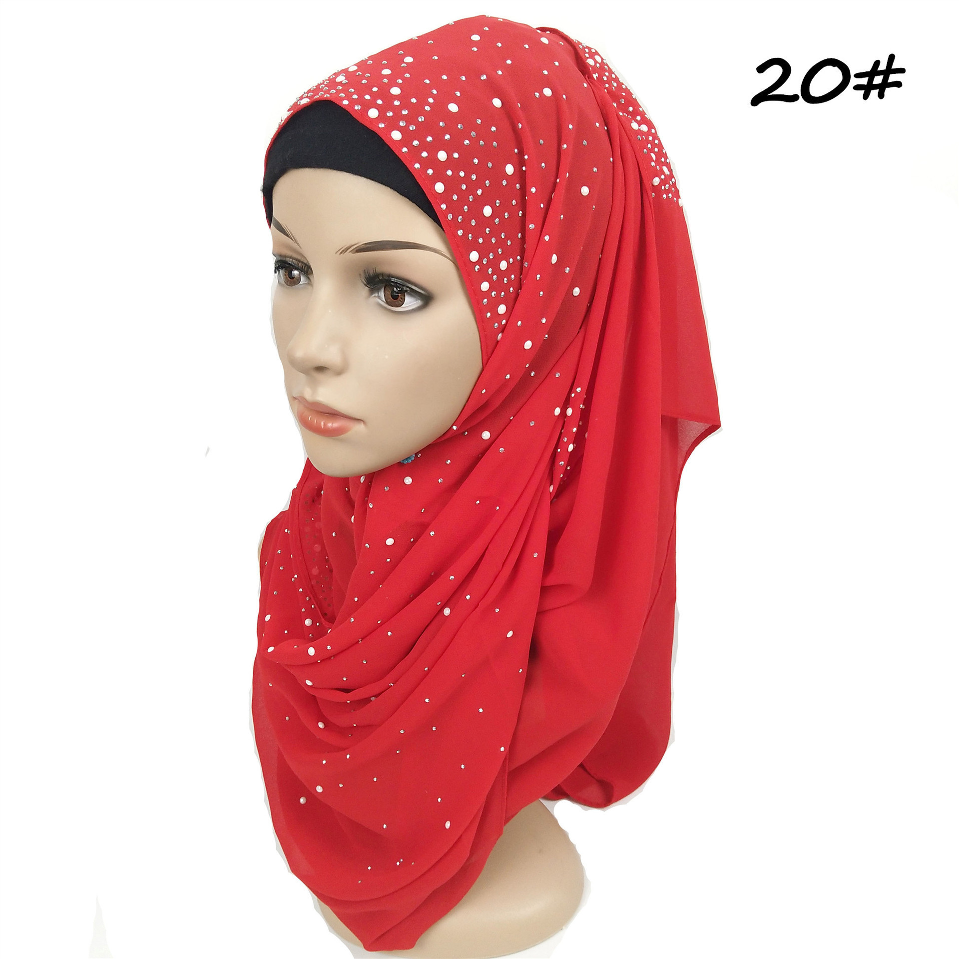 solid color bling stones chiffon hijab wholesale muslim hijab scarf