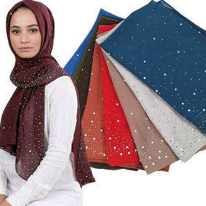 solid color bling stones chiffon hijab wholesale muslim hijab scarf