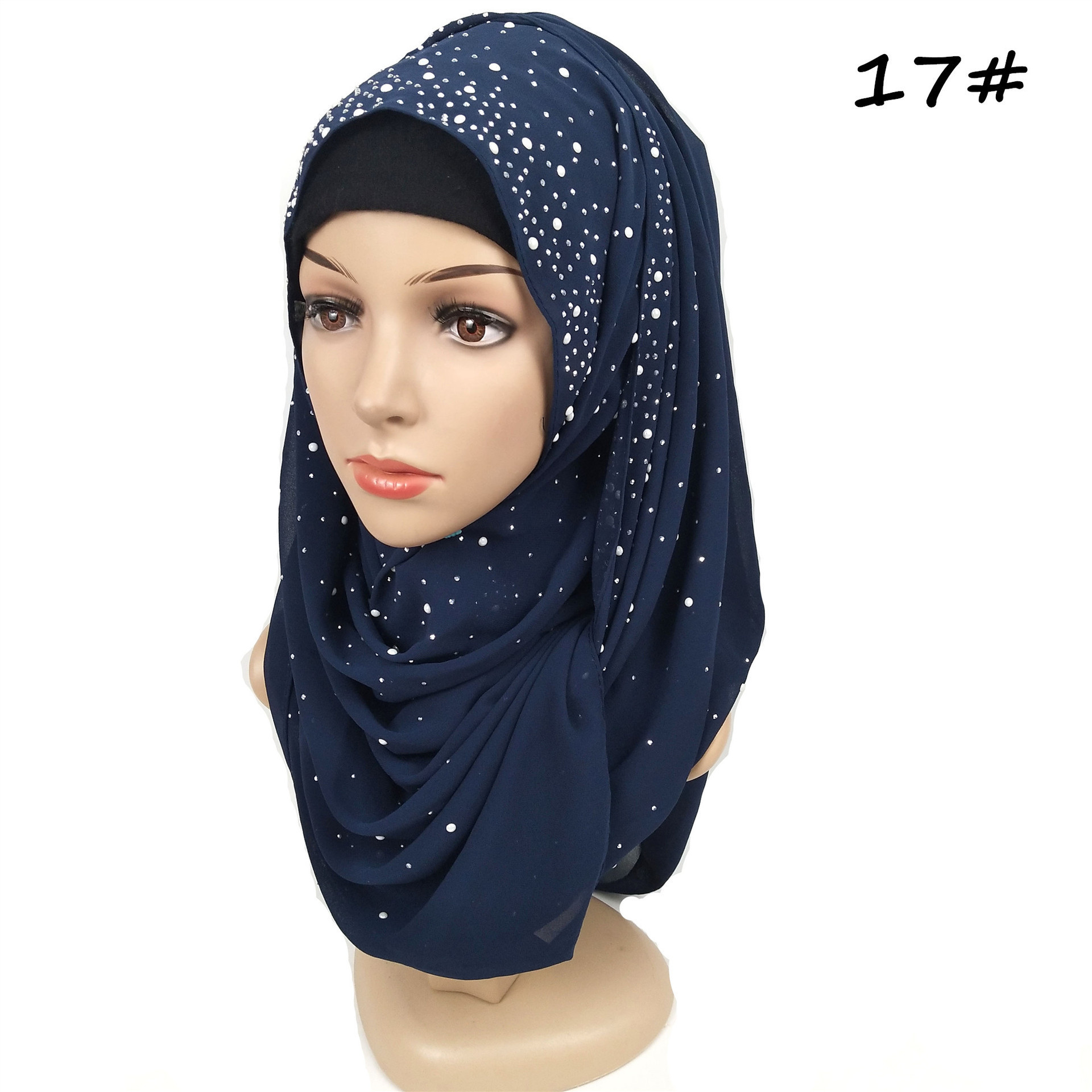 solid color bling stones chiffon hijab wholesale muslim hijab scarf