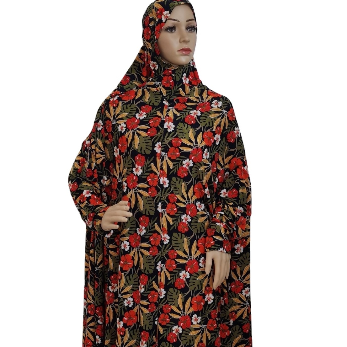 CCY Factory Arab Islamic Muslim Abaya with Hoodie Floral Printed Women African Long Dresses Abaya