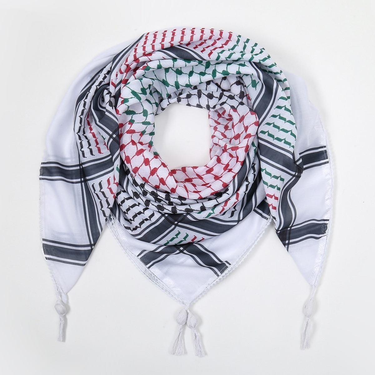 CCY Ready Stock Palestine Hijab Print Keffiyeh Head Scarf Arabic Men Black and White Shemagh Kuffiyeh Yashmagh kufiya Scarf