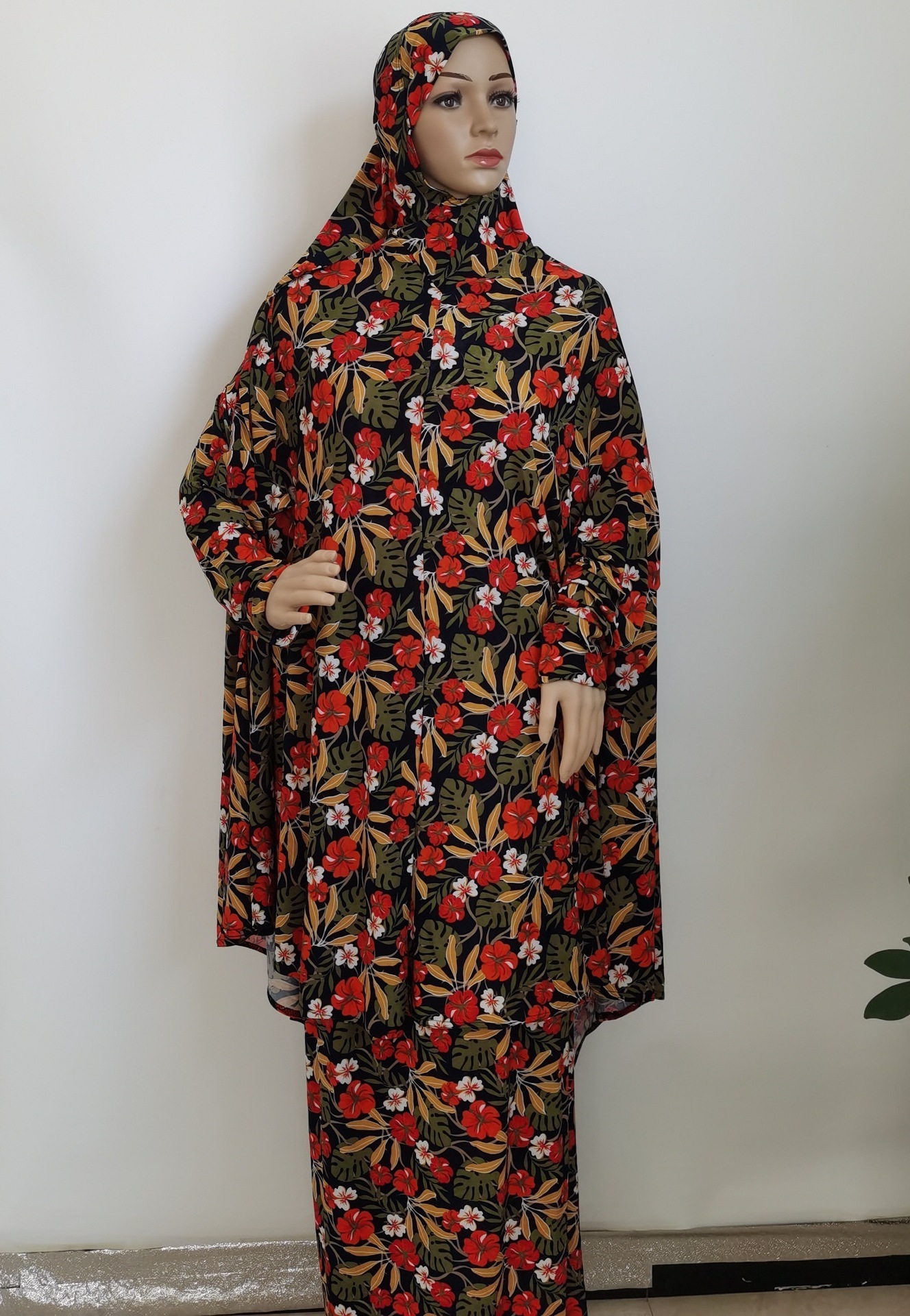 CCY Factory Arab Islamic Muslim Abaya with Hoodie Floral Printed Women African Long Dresses Abaya