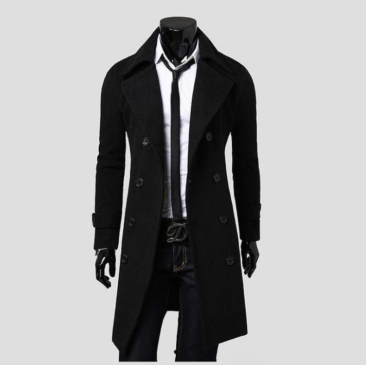 Wholesale Men's Trench Coat Slim Long Jackets And Coats Overcoat Double Breasted Trench Coat Men Winter Outerwear jackets