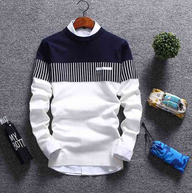 New sweater  fashion striped thin sweater Korean trend men's wholesale pullover men's sweater