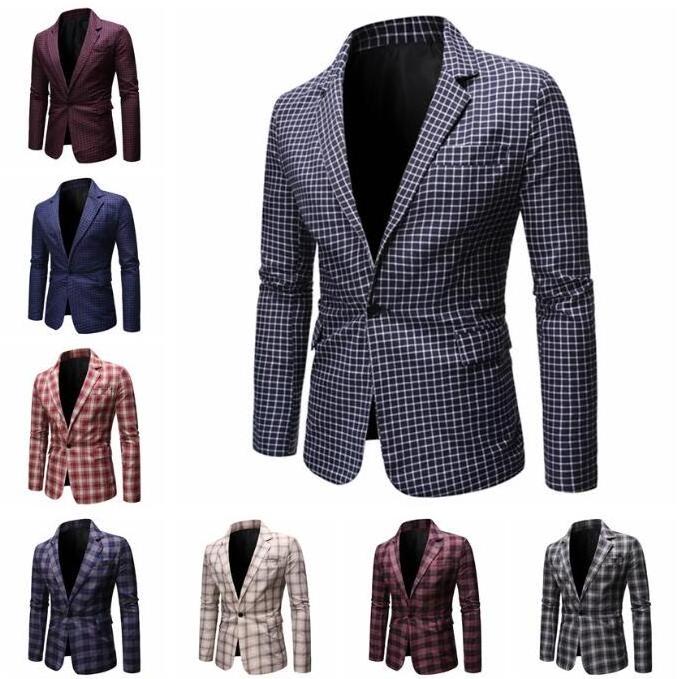 men's jacket new men plaid suits top coats wholesale Business Jacket Casual Dress Suit Coat Mens Suits Blazer