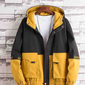 autumn new men's jacket popular casual handsome tooling hooded brand embroidered men's jacket