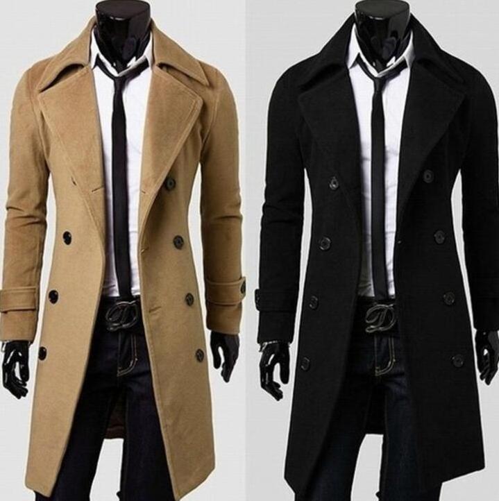 Wholesale Men's Trench Coat Slim Long Jackets And Coats Overcoat Double Breasted Trench Coat Men Winter Outerwear jackets