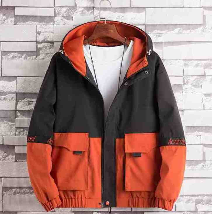 autumn new men's jacket popular casual handsome tooling hooded brand embroidered men's jacket