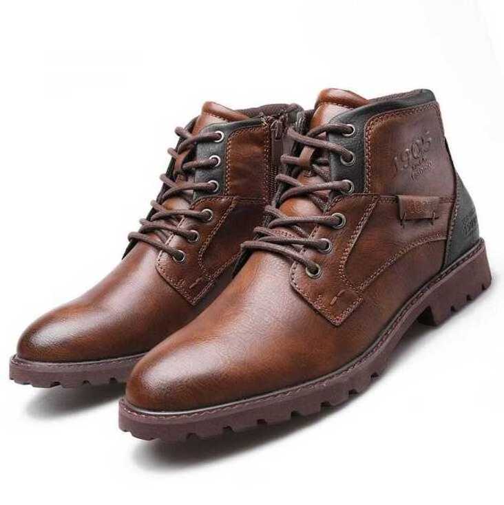 men's large size zipper short boots men's shoes autumn and winter high retro desert tooling boots