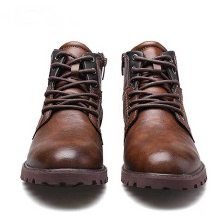 men's large size zipper short boots men's shoes autumn and winter high retro desert tooling boots