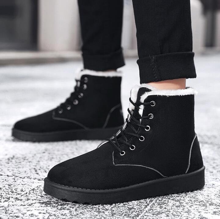 Winter men's shoes cotton shoes high-top plus velvet thick warm boots men Korean version of the trend of snow boots