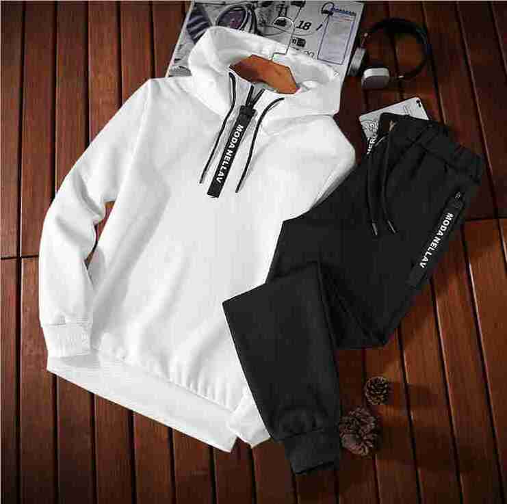 men's fashion 2pcs/set hoodie sweater Slim fit Handsome Men's Sports 2 Piece Apparel Top + Pants Track Suit