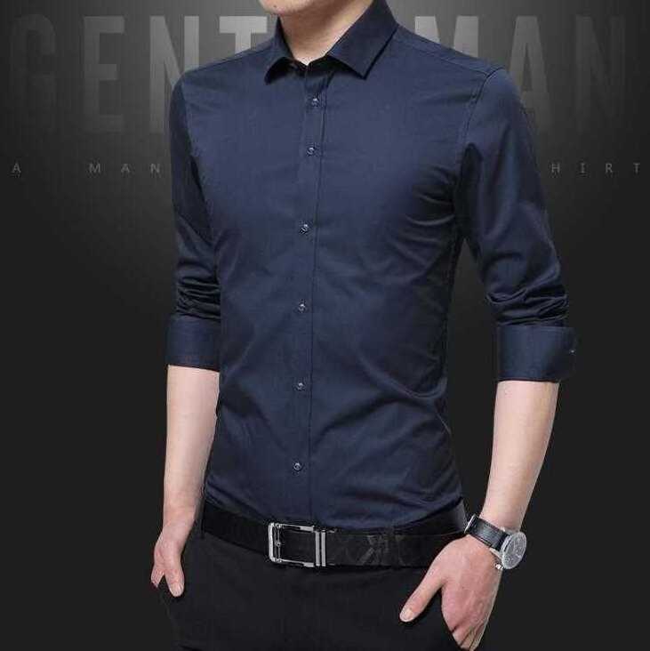 wholesale Long sleeved shirt men's slim fit spring and autumn clothing handsome men's shirt trendy casual formal dress clothes