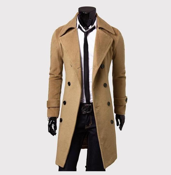 Wholesale Men's Trench Coat Slim Long Jackets And Coats Overcoat Double Breasted Trench Coat Men Winter Outerwear jackets