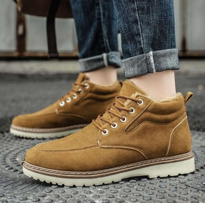 Men's shoes new winter style plush and thick high top cotton shoes men's outdoor anti slip work clothes cotton boots