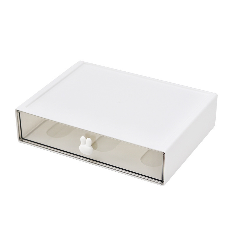 Narrow Rabbit Shape Desktop Cosmetic Storage Drawers Plastic Stackable Durable Storage Box