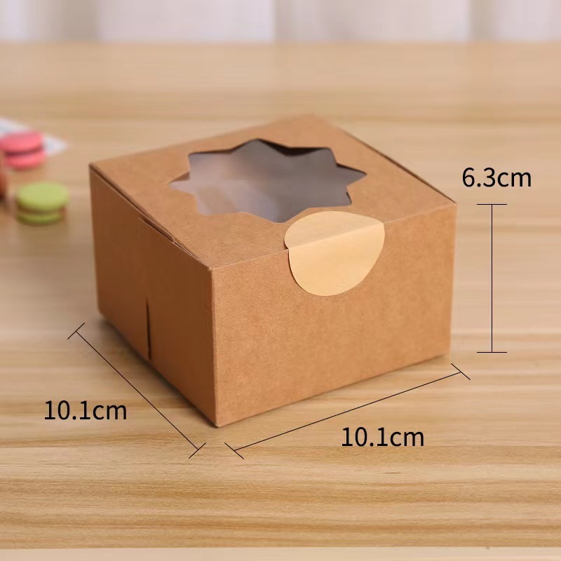 Small kraft cake box with window ready to ship small dessert single cupcake box mini cake box direct factory